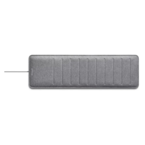 A slim gray sleeping mat designed to be placed beneath a mattress, shown on a white background.